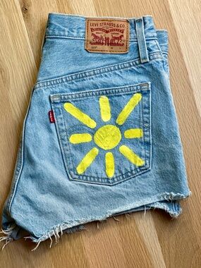 Levi’s 501 Cutoff Denim Shorts with Painted Pockets